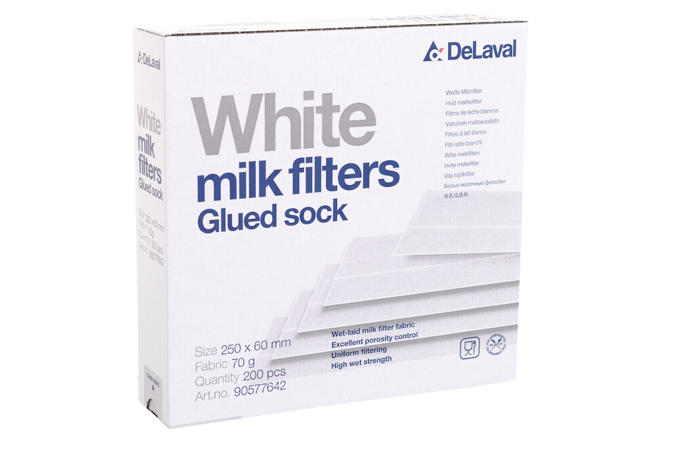 Mjölkfilter, limmade, 70 g, vit