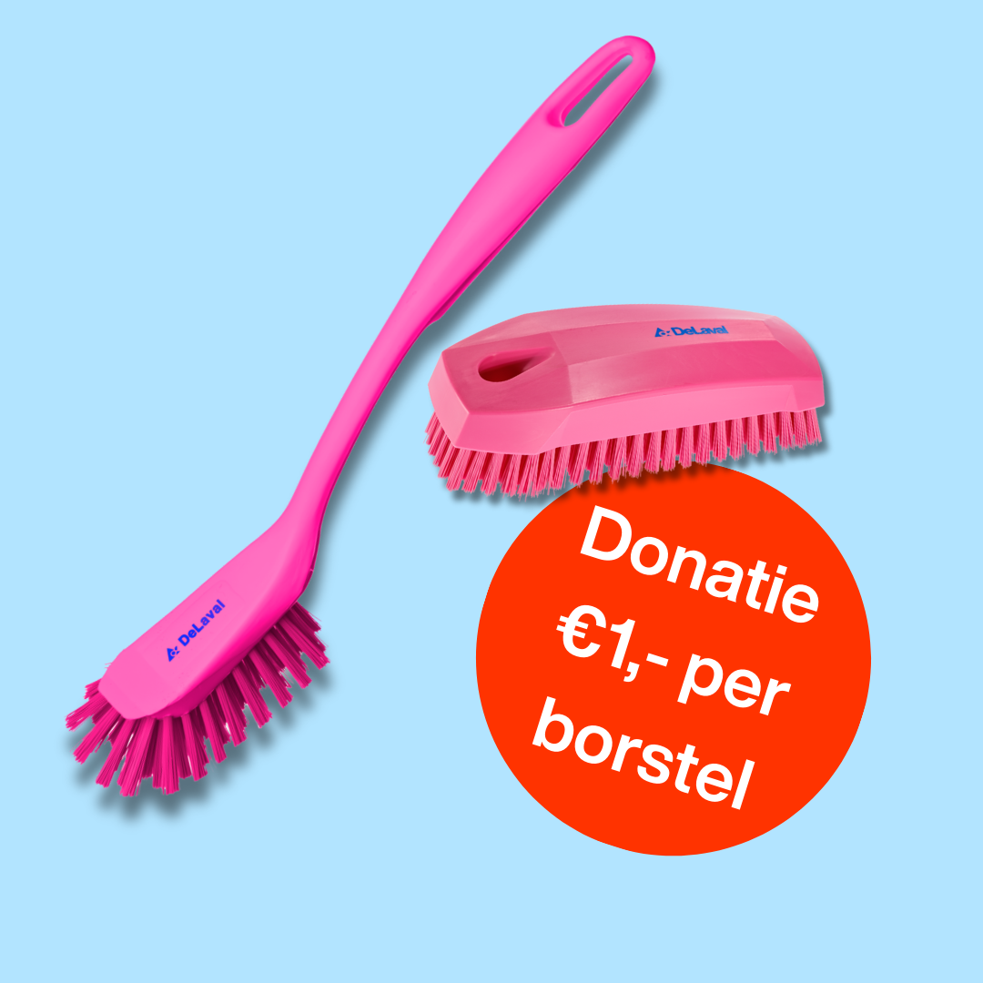 DeLaval roze afwas- en nagelborstel, met 1 euro donatie aan Pink Ribbon