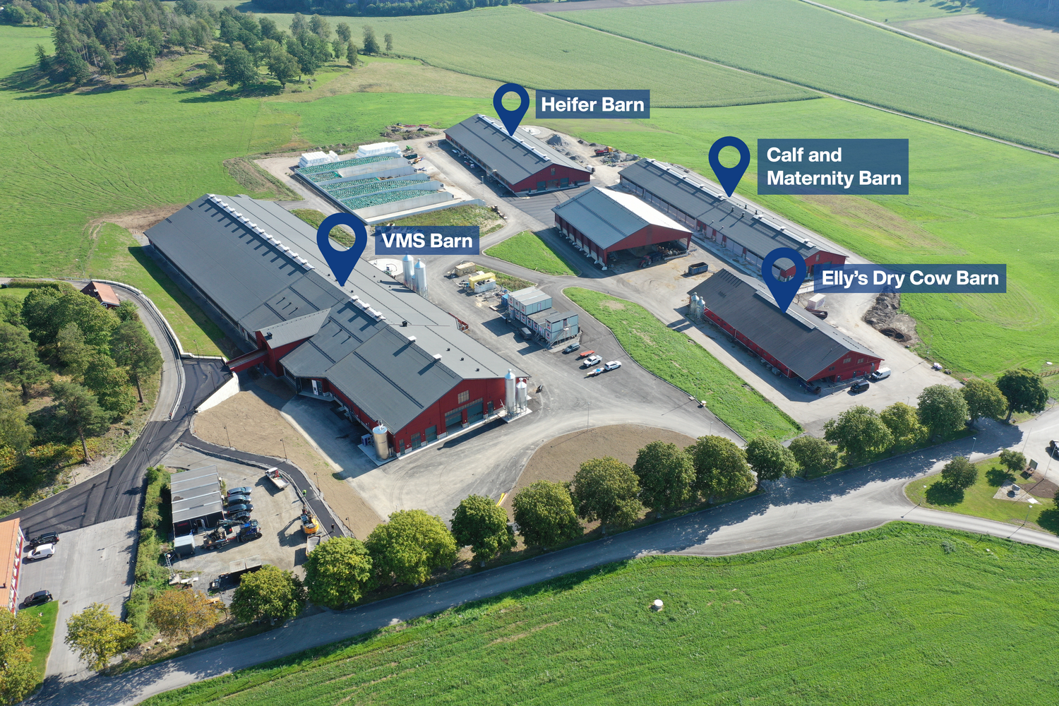 Plattegrond DeLaval Hamra Farm met de nieuwe uitbreiding