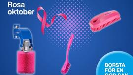 Rosa utbytescylinder, rosa diskborste och rosa nagelborste
