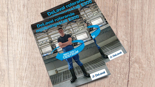Broschyr med DeLaval roterande mjölkningsstall E300